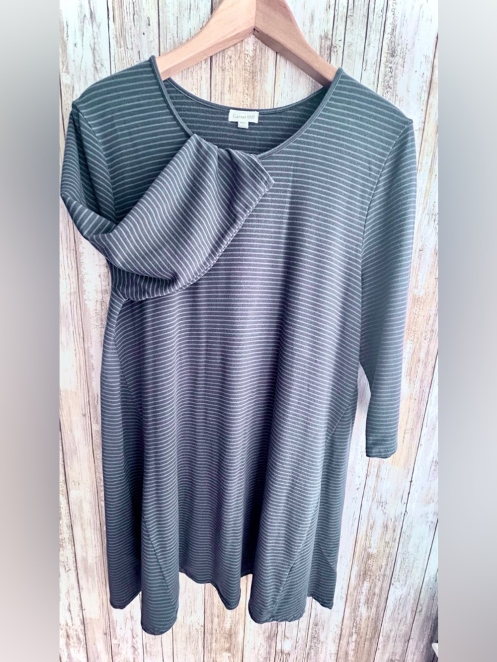 Garnet Hill Blue and Gray Striped Midi Dress